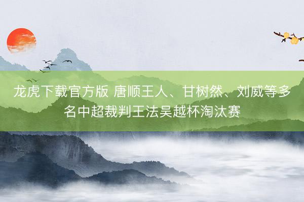 龙虎下载官方版 唐顺王人、甘树然、刘威等多名中超裁判王法吴越杯淘汰赛