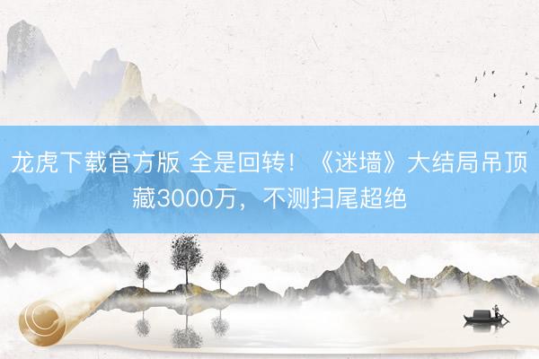 龙虎下载官方版 全是回转！《迷墙》大结局吊顶藏3000万，不测扫尾超绝